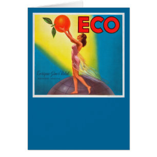 Cartão Rótulo Laranja Vintage Eco