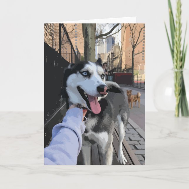 Cartão Rouco Bonito Num Parque De Cachorros Com Língua Em (Frente)