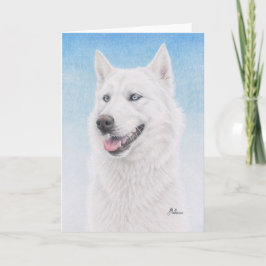 Cartão Rouco Siberian branco Eyed azul