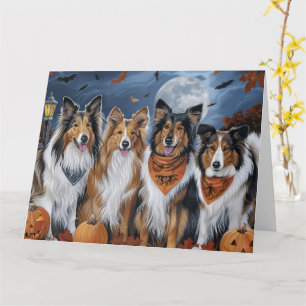 Cartão Rough Collie Halloween Spooky