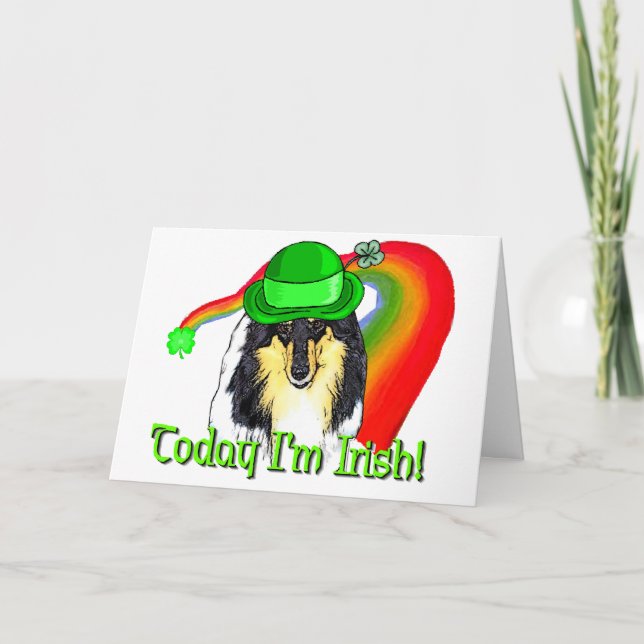Cartão Rough Tri Collie Saint Patricks (Frente)