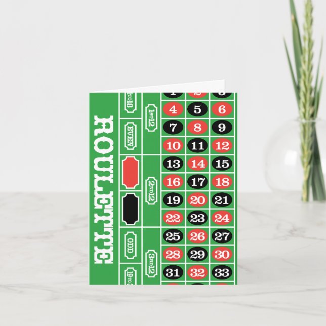 Cartão Roulette Mesa - Casino Gamble To Win (Frente)