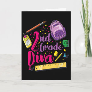 Cartão roupa de menina diva da 2ª série para o primeiro d