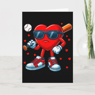 Cartão Roupa de Valentino de Beisebol de Amor Coração Eng
