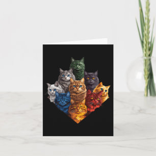 Cartão Roupas de Arte de Gatos Coloridos Divertidos para