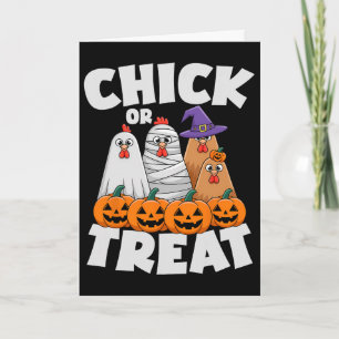 Cartão Roupas de Chick Or Treat Halloween Frango Engraçad