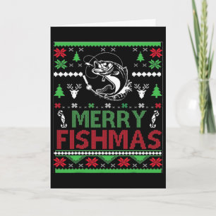 Cartão Roupas de Peixe de Natal Feio para Pesca B