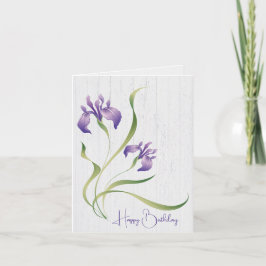 Cartão Roxo Birthday Iris Em Madeira