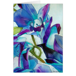 Cartão Roxo Cingapura Orquídea, pintura aquosa