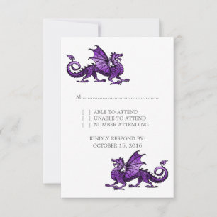 Cartão roxo da resposta do casamento do dragão