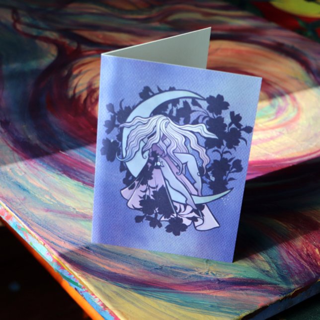 Cartão Roxo Deusa da Lua Wiccan - Símbolo da Lua Triplo A (Criador carregado)