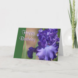 Cartão roxo do feliz aniversario da íris
