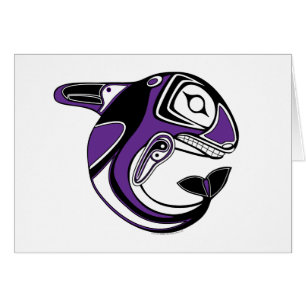 Cartão roxo do Totem da baleia