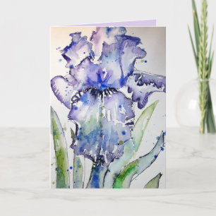 Cartão Roxo Iris Watercolor Flinting Flinting Card