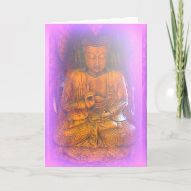 Cartão roxo sereno de buddha da aura (Frente)