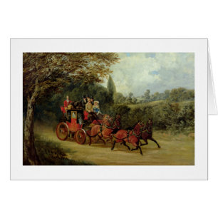 Cartão Royal Mail treina com passageiros (óleo no canva