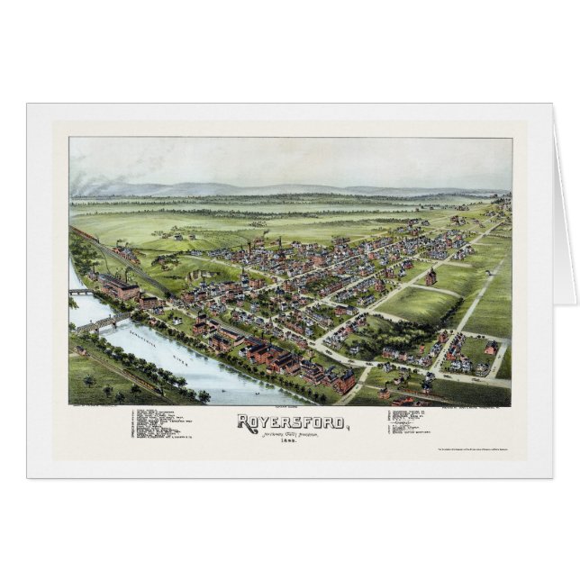 Cartão Royersford, mapa panorâmico do PA - 1893 (Frente Horizontal)