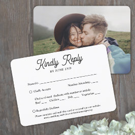 Cartão RSVP 1 Opções de Refeição em Foto Elegante Casamento co
