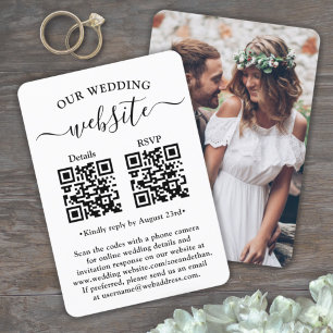Cartão RSVP 2 Detalhes do Site de Casamento com Código QR Encl