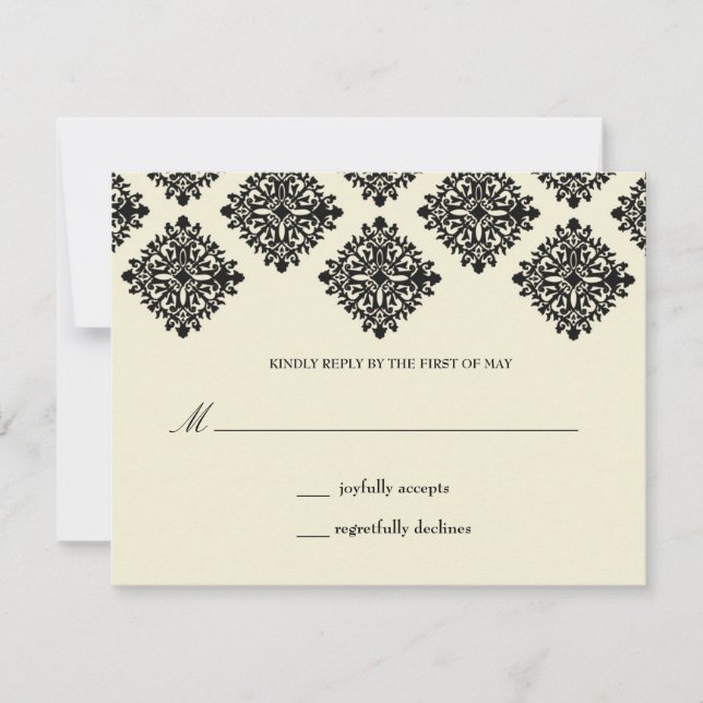 Cartão RSVP 311 Conessa Cream & Black Reply Card (Frente)