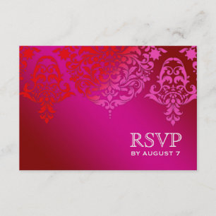 Cartão RSVP 311 Mon Cherie Damask Plum Aqua