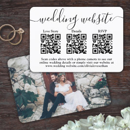 Cartão RSVP 3 Códigos QR Site de Casamento Simples Enclosure d
