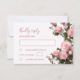 Cartão RSVP 3D Rosas Flores Silvestres Casamento