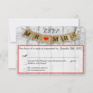 Cartão RSVP 3x5 R.S.V.P. Burlap (Burcolo da Placa de Resposta)