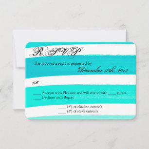 Cartão RSVP 3x5 R.S.V.P. Linha de Teal de Faixa de Placa de Re