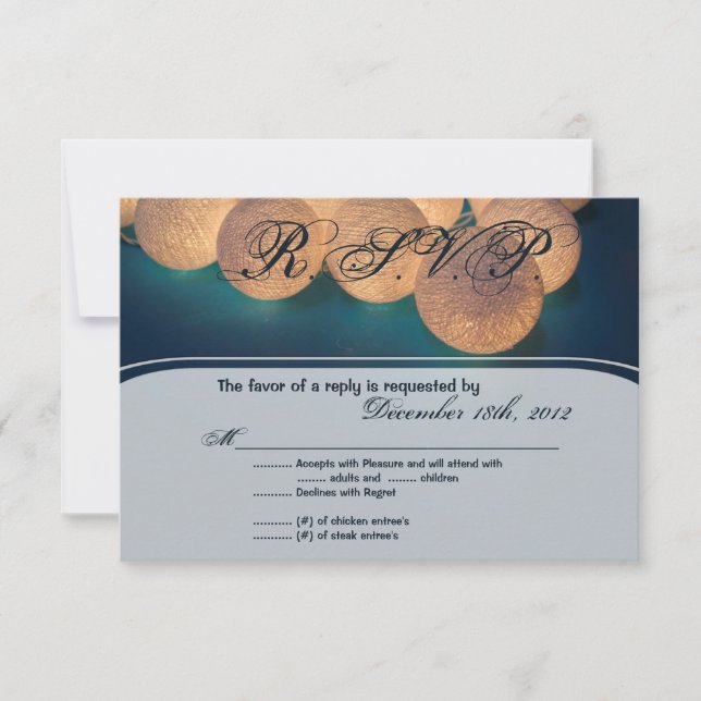 Cartão RSVP 3x5 R.S.V.P. Reply Card String Lights Night Lanter (Frente)