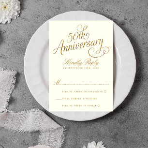 Cartão RSVP 50º aniversário de casamento do Ouro