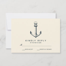 Cartão RSVP A âncora azul | VP de Casamento