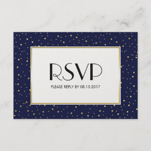 Cartão RSVP A cintilação elegante Stars o ouro da meia-noite