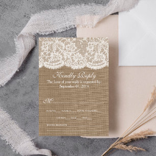Cartão RSVP A Coleção de Casamento Burlap & Lace