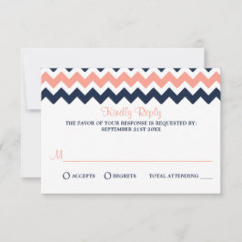 Cartão RSVP A Coleção de Casamentos Moderno Chevron - Rosa e M