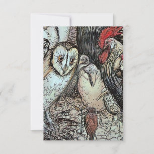 Cartão RSVP “A Coruja e os Pássaros” por Arthur Rackham