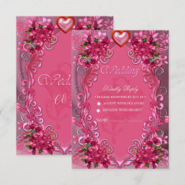 Cartão RSVP A elegância das flores rosa