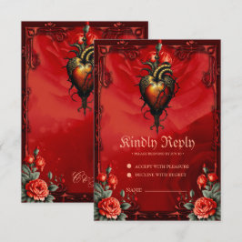 Cartão RSVP A elegância gótica do coração