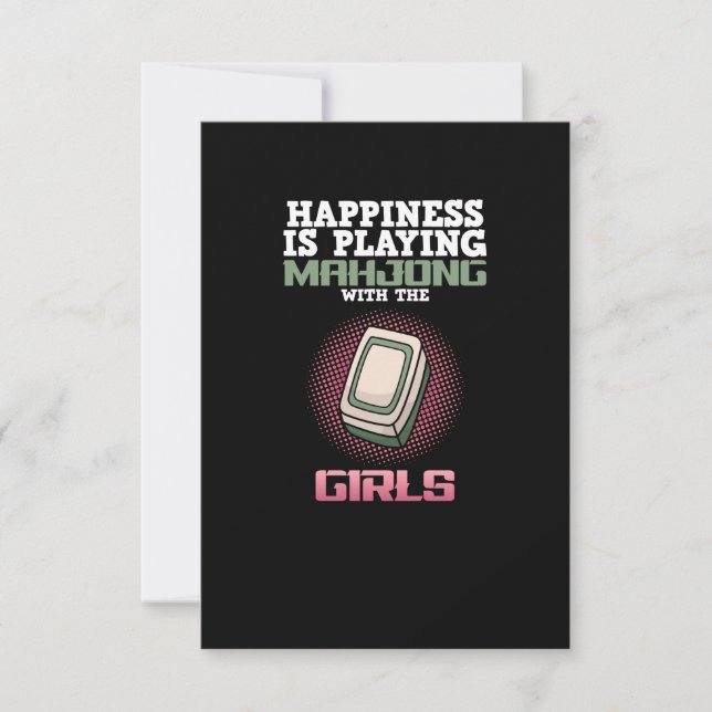 Cartão RSVP A Felicidade Está Jogando Jogos Jogadores De Mahjo (Frente)