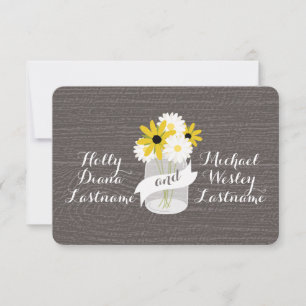 Cartão RSVP A madeira do celeiro inspirou o frasco de pedreiro