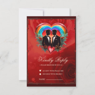 Cartão RSVP A magia do momento: elegante gay silhuetas