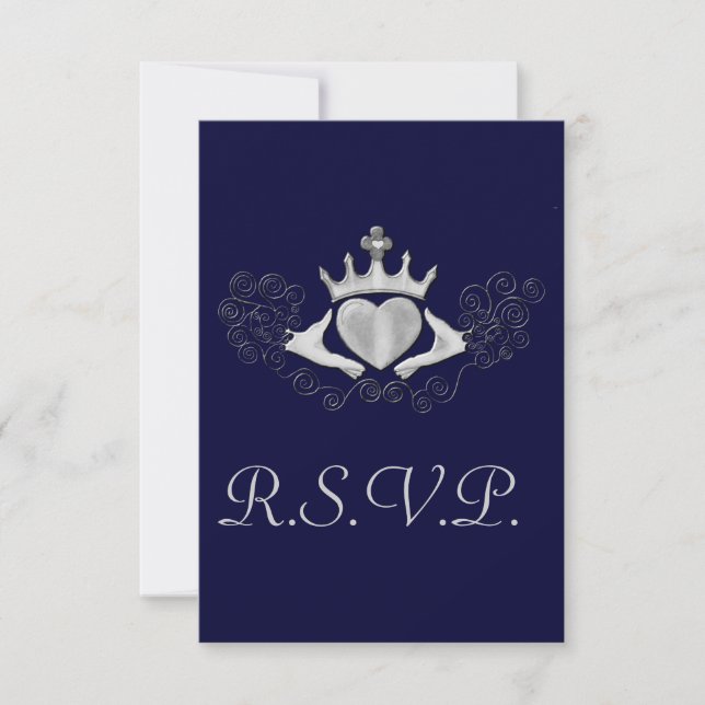 Cartão RSVP A placa Claddagh R.S.V.P (Prata) (Frente)