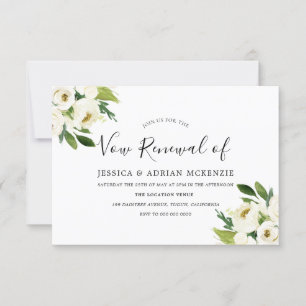 Cartão RSVP A renovação verde floral branca elegante do voto