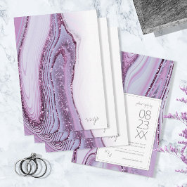 Cartão RSVP Abstrato Glitter Strata Wedding Lilac ID903