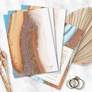 Cartão RSVP Abstrato Glitter Strata Wedding SW ID903