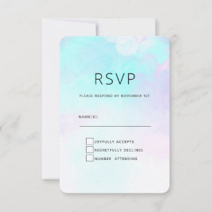 Cartão RSVP Abstrato moderno Pastel Blue & Purple Watercolor