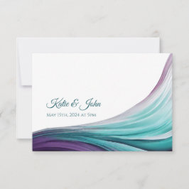 Cartão RSVP Abstrato-Roxo e Teal Modernos de Casamento