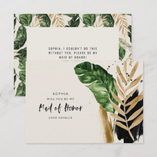 Cartão RSVP abstrato tropical moderno pintado madrinha de casa