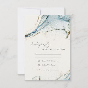 Cartão RSVP Abstrato Watercolor Blue Beachy Weding