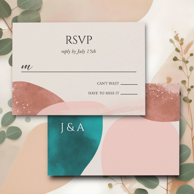 Cartão RSVP Abstrato Watercolor Wedding (Criador carregado)